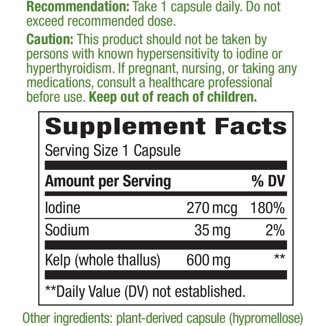 Nature's Way Kelp 100 capsules 600 mg