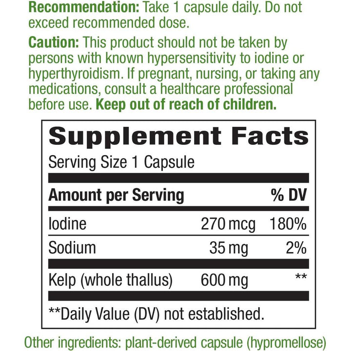Nature's Way Kelp 100 capsules 600 mg