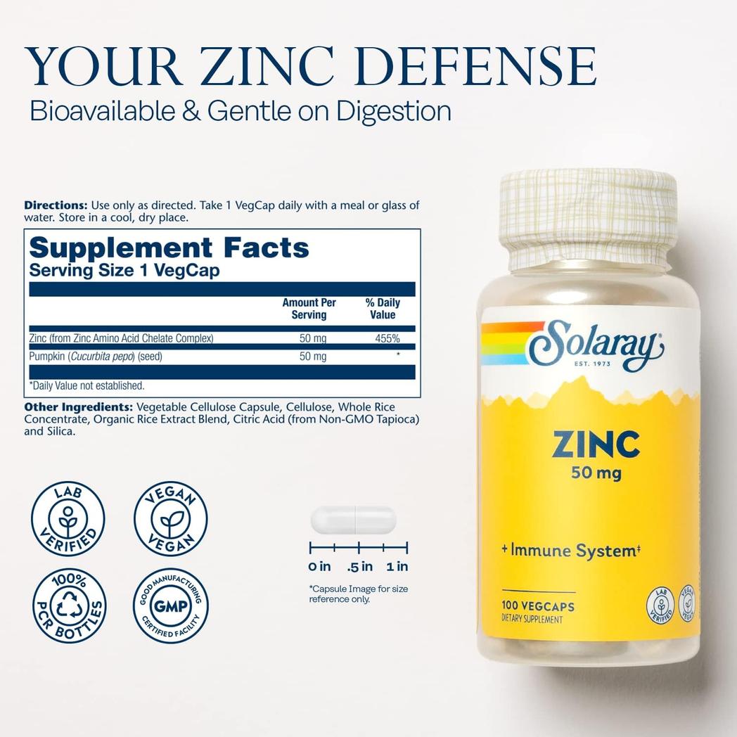 Solaray Zinc 50 mg - 100 capsules