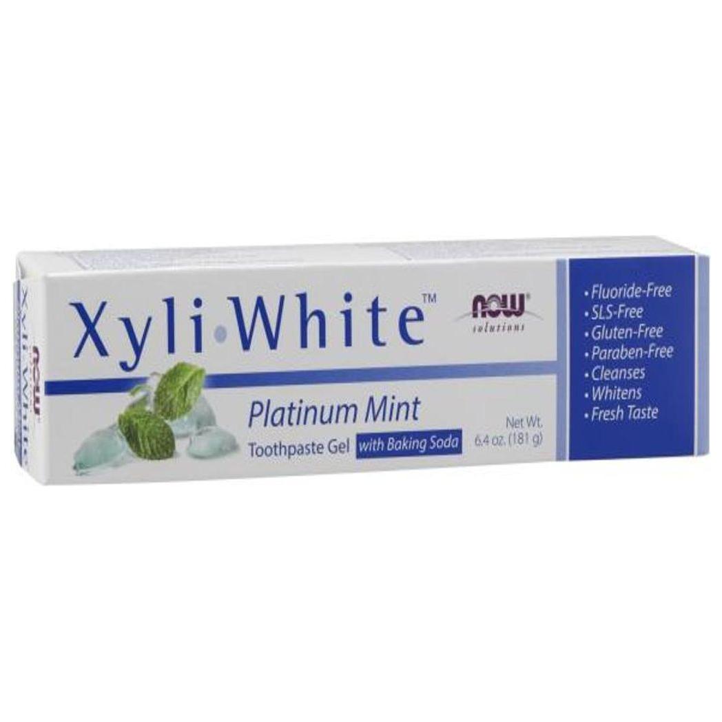 Pasta de dientes en gel Now Foods XyliWhite™ Platinum Mint con bicarbonato de sodio - 6,4 oz.