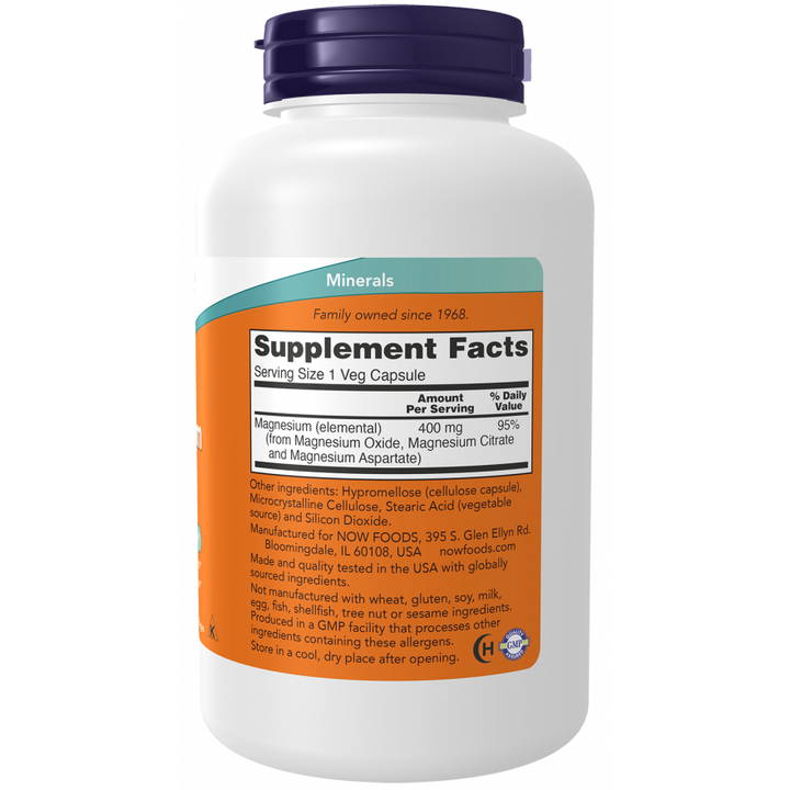 NOW Foods Magnesium 400 mg 180 Veg Capsules
