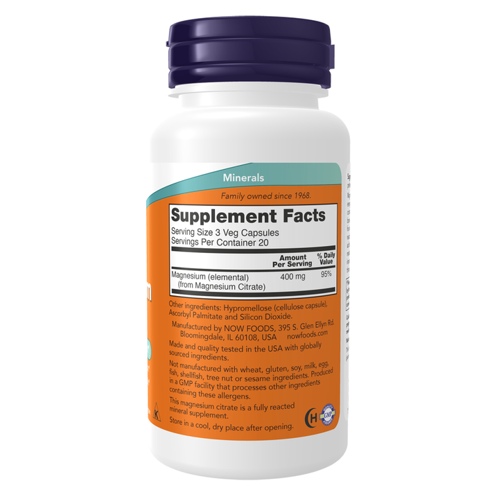 NOW Foods Magnesium Citrate 120 Veg Capsules