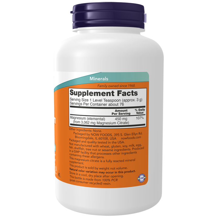 NOW Foods Magnesium Powder 8 oz. (Magnesium Citrate)
