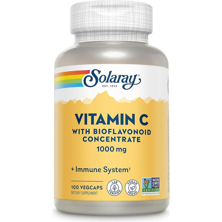 Vitamina C de Solaray - 1000 mg con escaramujos, acerola y bioflavonoides 100 cápsulas