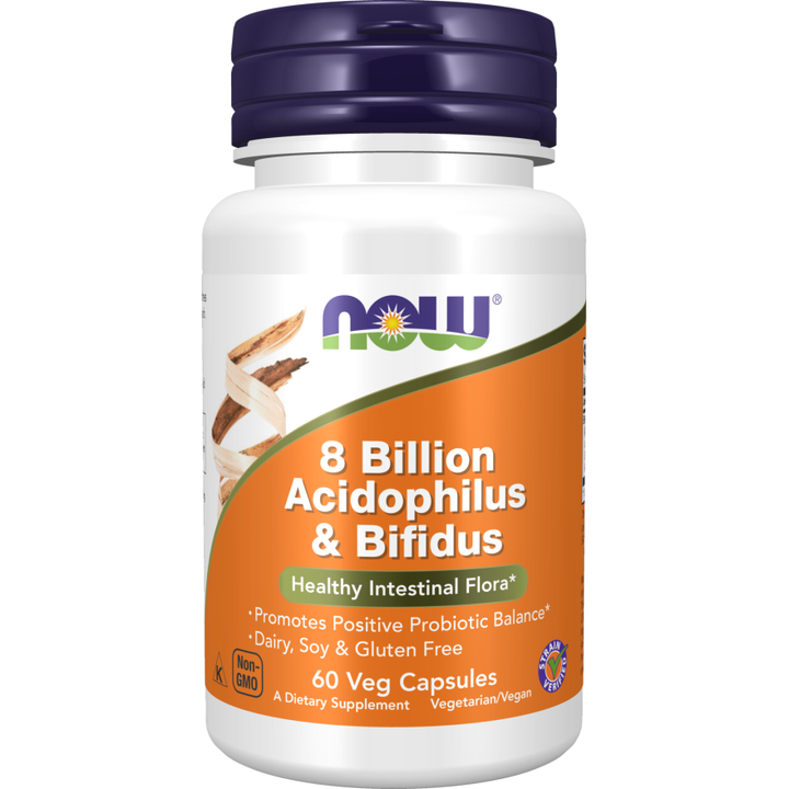 NOW Foods 8 Billion Acidophilus & Bifidus 60 Veg Capsules