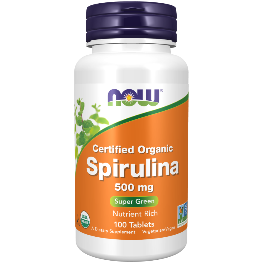 NOW Foods Spirulina 500 mg, Organic 100 Tablets
