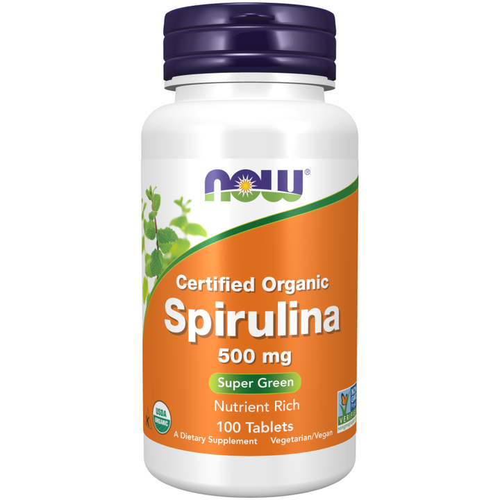 NOW Foods Spirulina 500 mg, Organic 100 Tablets