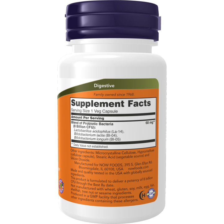 NOW Foods 8 Billion Acidophilus & Bifidus 60 Veg Capsules