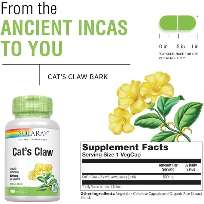 Solaray Cat's Claw Bark  ( Una de Gato ) - 100 vegicaps  500 mg