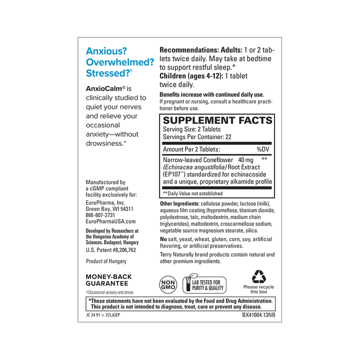 Terry Naturally AnxioCalm 45 Tablets