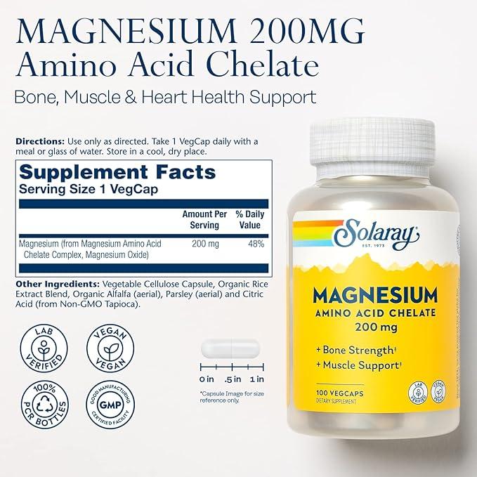 Solaray Magnesium (amino acid chelate ) 100 capsules