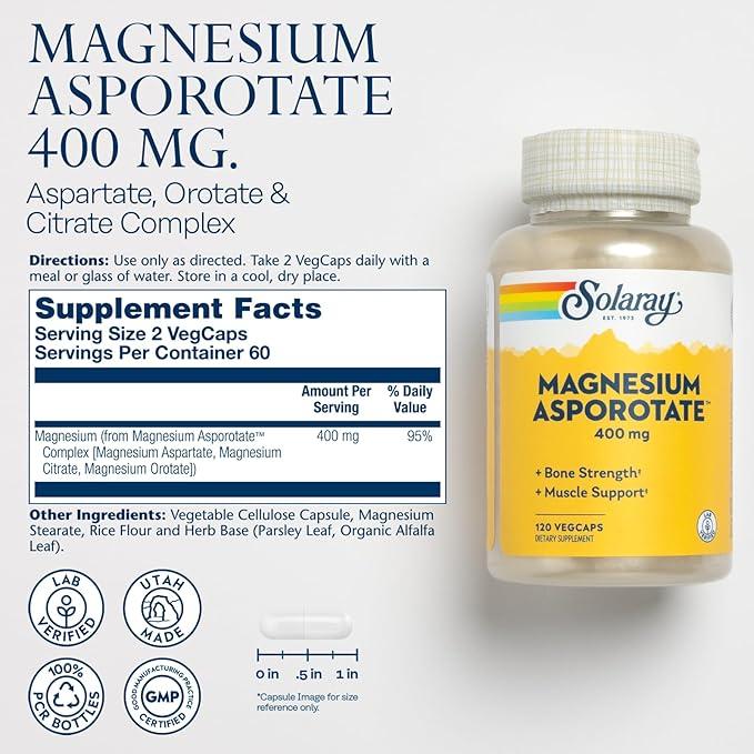 Solaray Magnesium Asporotate - 120 capsules