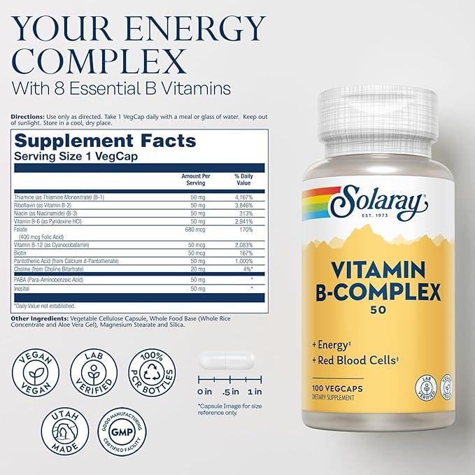 Solaray Vitamin B-Complex 50 --- 100 capsules