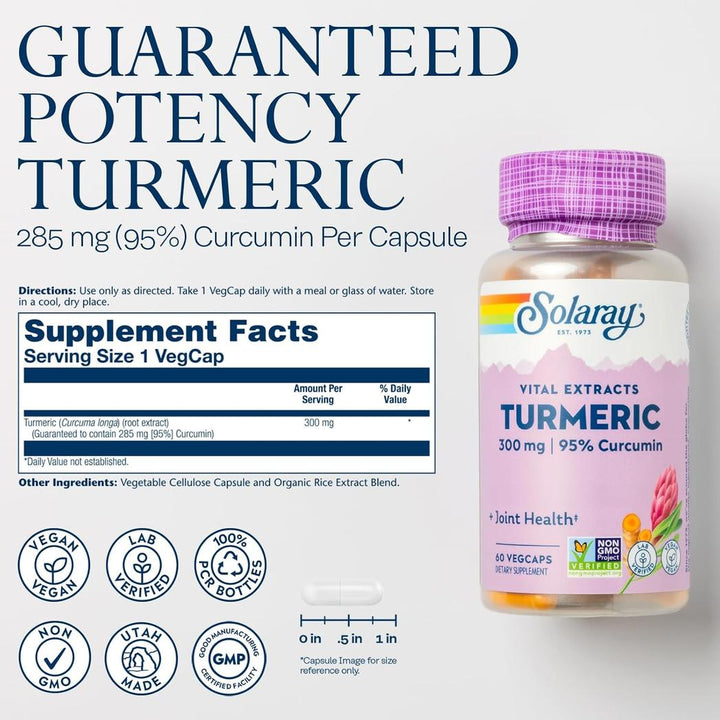 Solaray Turmeric Extract - 60 capsules  300 mg