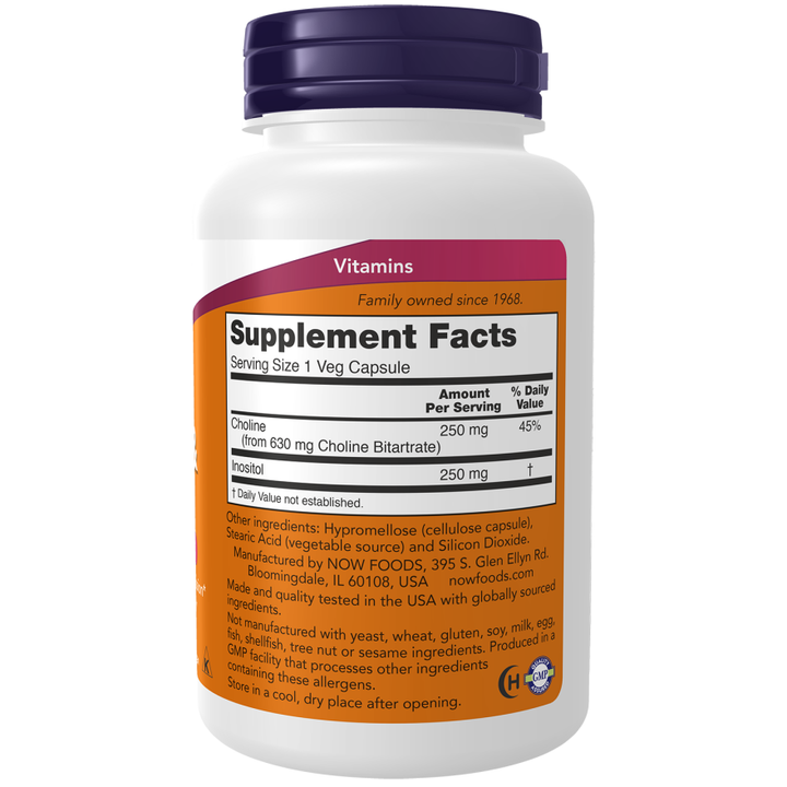 NOW Foods Choline & Inositol 100 Veg Capsules