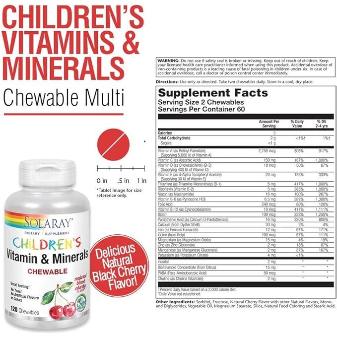 Solaray Kid's Chewable Vitamins & Minerals - 120 wafers