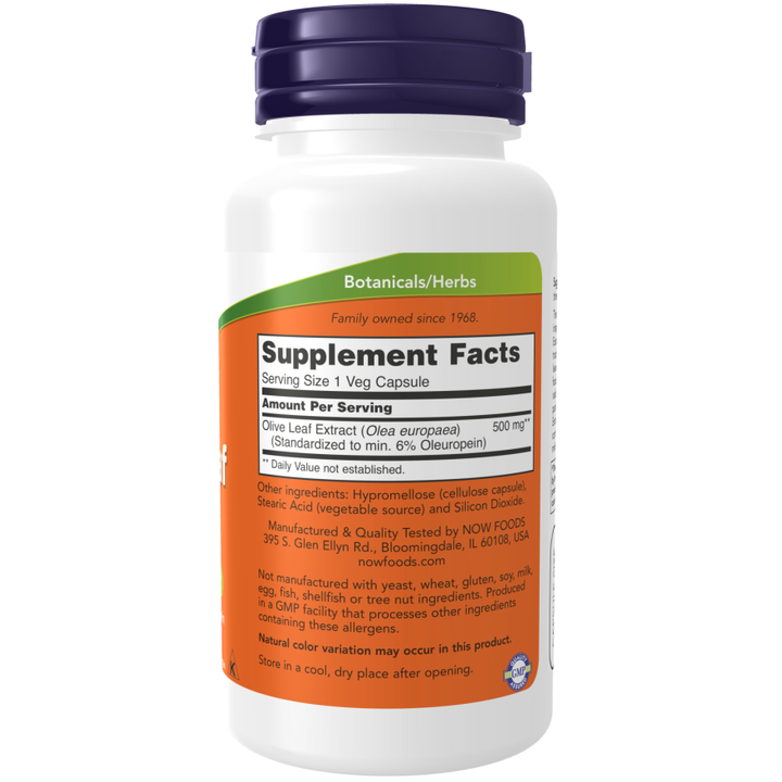 Extracto de hoja de olivo de Now Foods, 500 mg, vegetariano, 120 cápsulas vegetales