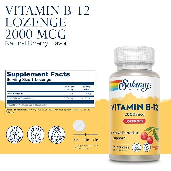 Solaray Vitamin B-12 2000mcg - 90 lozenges
