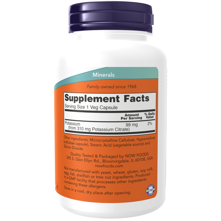 NOW Foods Potassium Citrate 99 mg 180 Veg Capsules