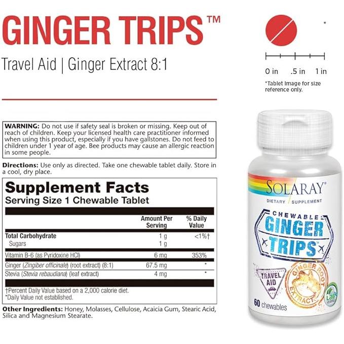 Solaray Ginger Trips - 60 chewable wafers