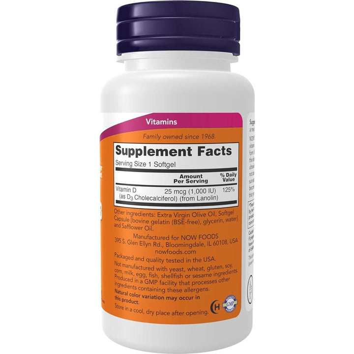 NOW Foods Vitamin D-3 1000 IU 360 Softgels