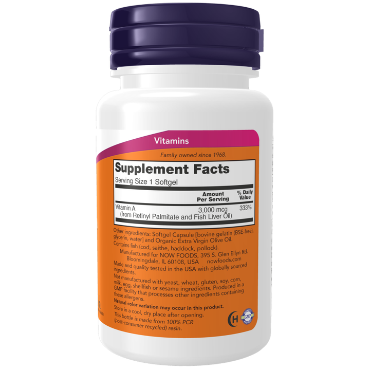NOW Foods Vitamin A 10,000 100 Softgels
