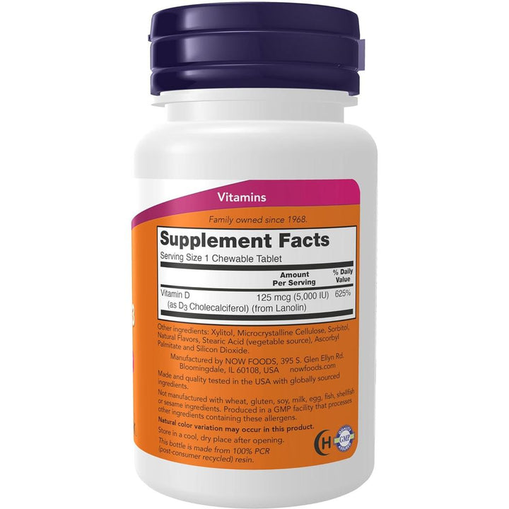 Now Foods Vitamin D-3 5,000 IU - 120 Chewables