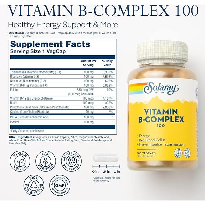 Solaray Vitamin B Complex 100 --- 100 capsules