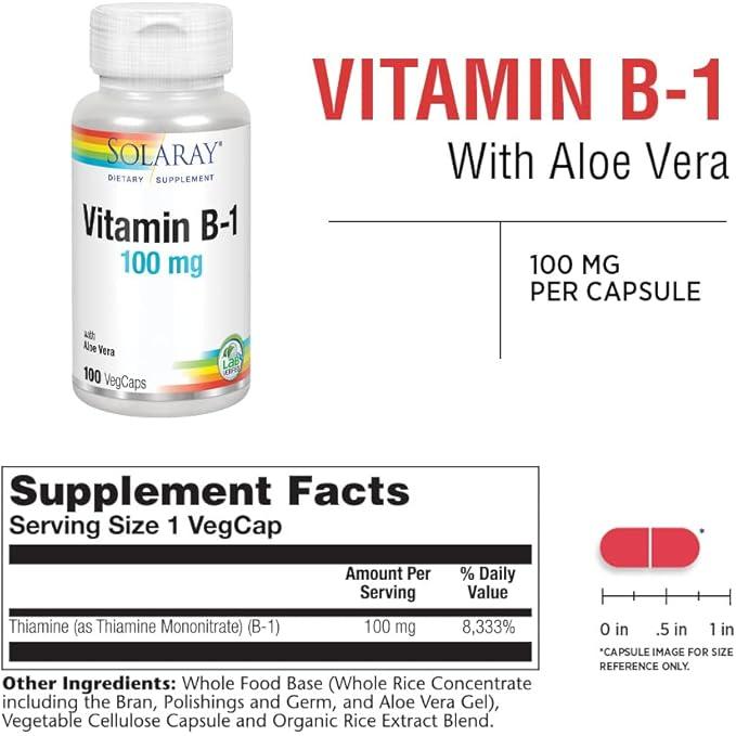 Solaray Vitamin B-1  - 100 mg - 100 capsules