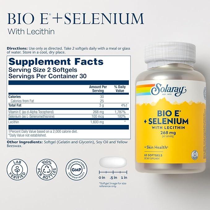 Solaray Bio E with Selenium - 60 softgels