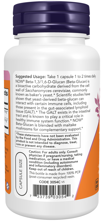 Now Foods  Beta – 1,3/1,6-D-Glucan 100 mg Veg Capsules