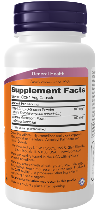 Now Foods  Beta – 1,3/1,6-D-Glucan 100 mg Veg Capsules