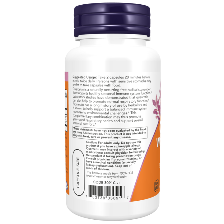 NOW Foods Quercetin with Bromelain 120 Veg Capsules