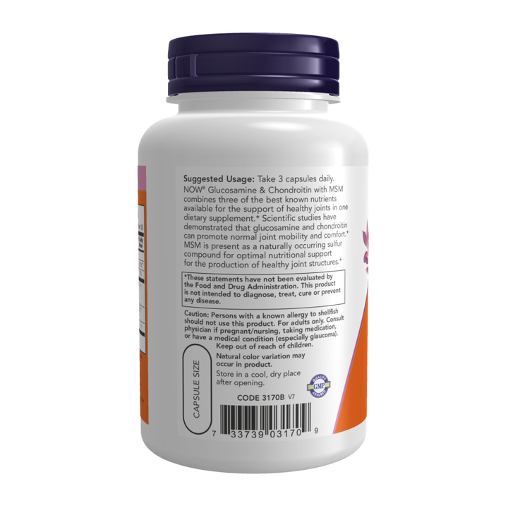 NOW Foods Glucosamine, Chondroitin & MSM  180 Capsules