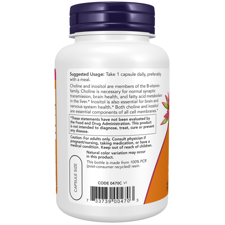 NOW Foods Choline & Inositol 100 Veg Capsules