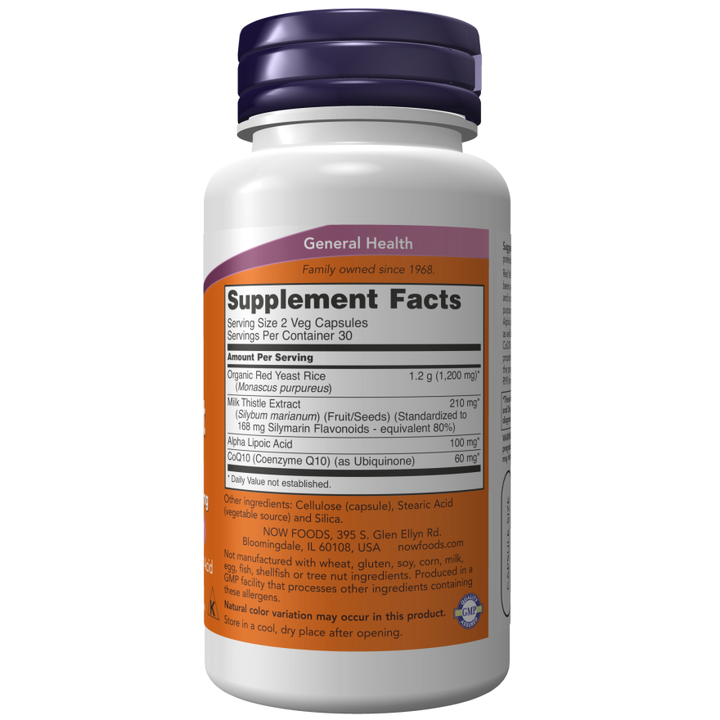 NOW Foods Red Yeast Rice 600 mg with CoQ10 30 mg 120 Veg Capsules