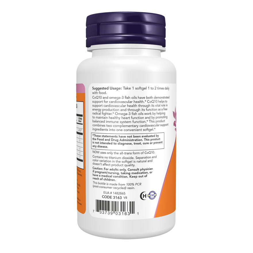 NOW Foods CoQ10 60 mg w/Omega 3 Fish Oils - 120 Softgels
