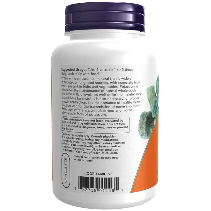 NOW Foods Potassium Citrate 99 mg 180 Veg Capsules