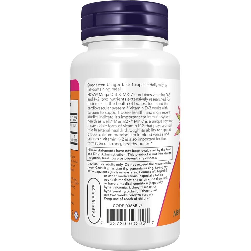 Now Foods Vitamin D-3 & K-2 - 120 Vcaps