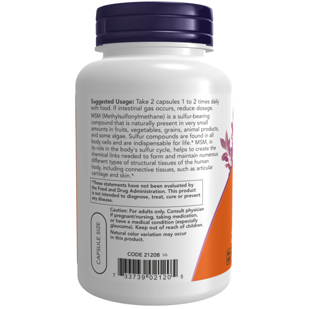 NOW Foods MSM - Methylsulphonylmethane  120 Capsules  1000mg