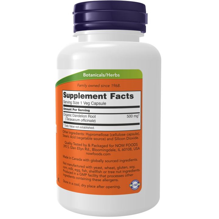 NOW Foods Dandelion Root 500 mg 100 Veg Capsules