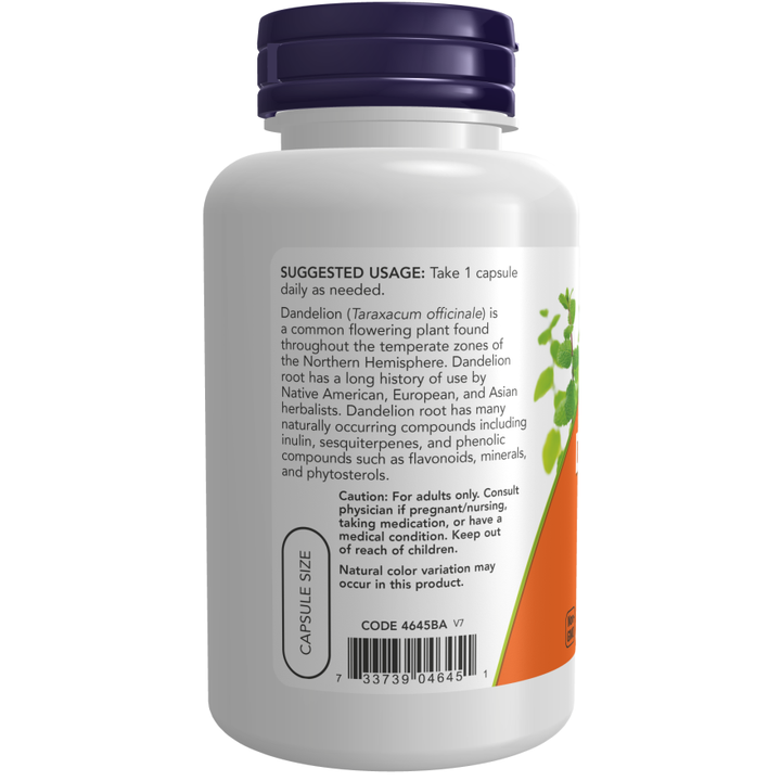 NOW Foods Dandelion Root 500 mg 100 Veg Capsules
