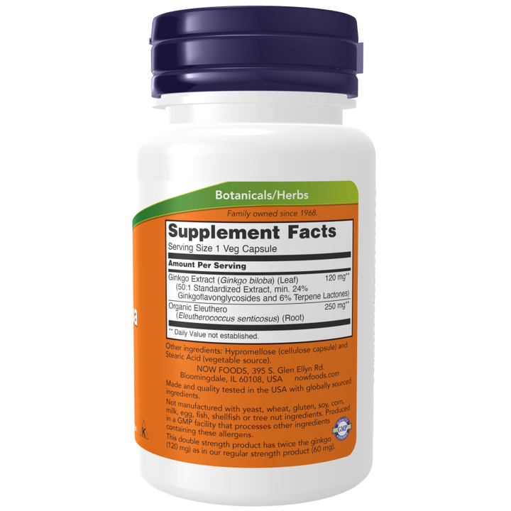 NOW Foods Ginkgo Biloba 120 mg Double Strength  (One Per Day) 50 Caps