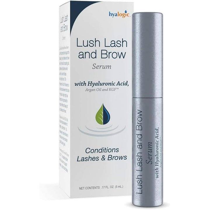 Hyalogic HA Lush Lash and Brow Serum with Hyaluronic Acid, Argan Oil and KGF™ for Lashes & Brows Conditioning 0.17 Ounce