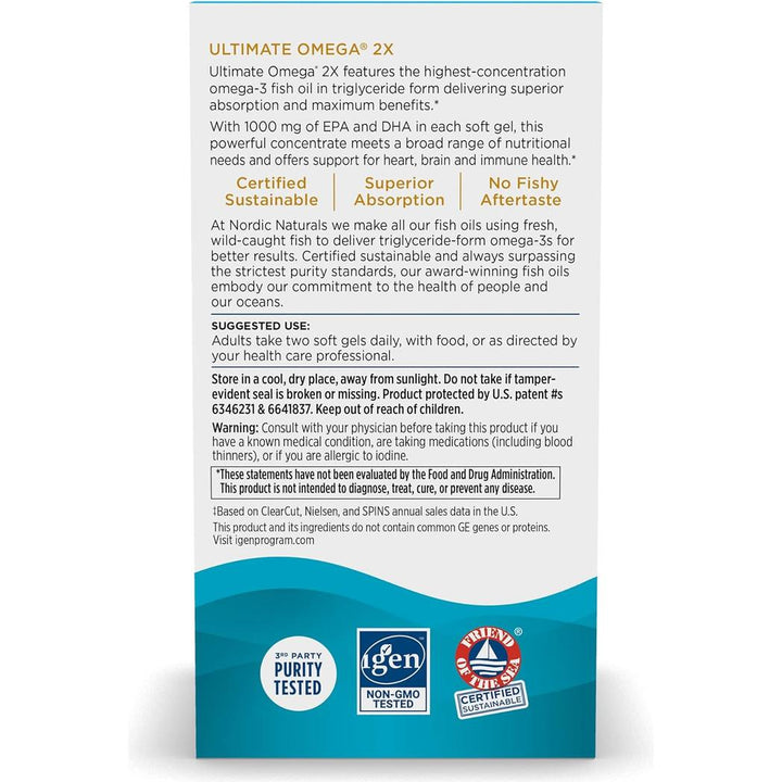 Nordic Naturals Ultimate Omega 2X Lemon 60 Softgels