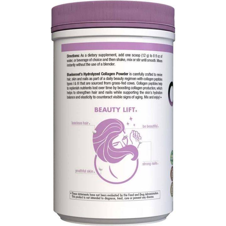 BlueBonnet Nutrition Hydrolyzed Collagen Powder 10.58 oz, 25 Servings, Unflavored