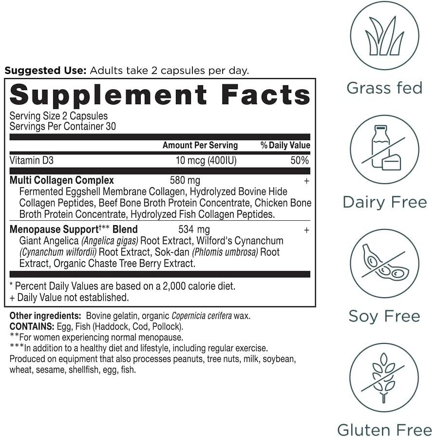Ancient Nutrition Menopause Support + Collagen Supplement 60 Capsules