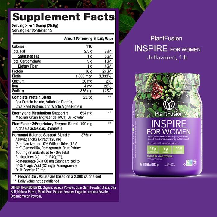 PlantFusion Inspire For Women - Vegan Protein Powder for Women 15.87 oz