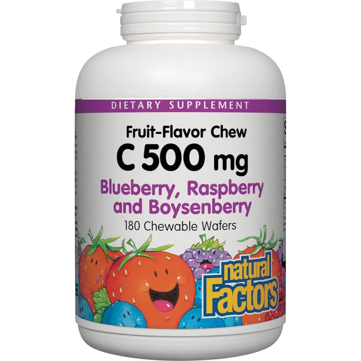 Masticables de frutas naturales Natural Factors (vitamina C 500 mg) 90 obleas masticables