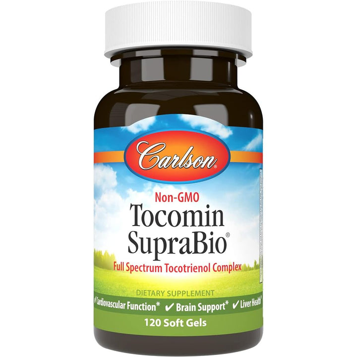 Carlson Tocomin SupraBio, Full Spectrum Tocotrienol Complex Non-GMO Alpha, Beta, Gamma, Delta, 120 Softgels
